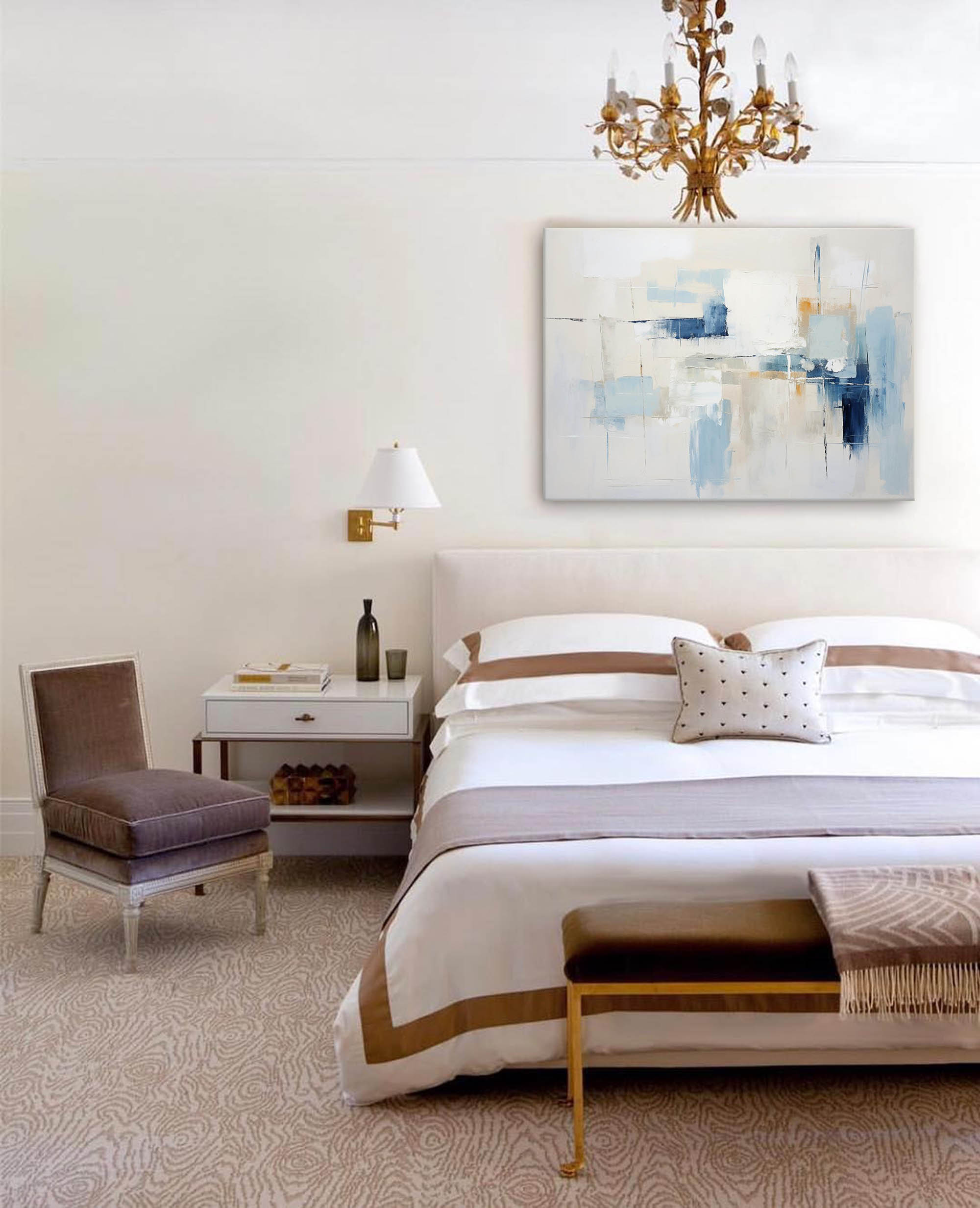 Serene Abstract Oil Painting - Blue Hues