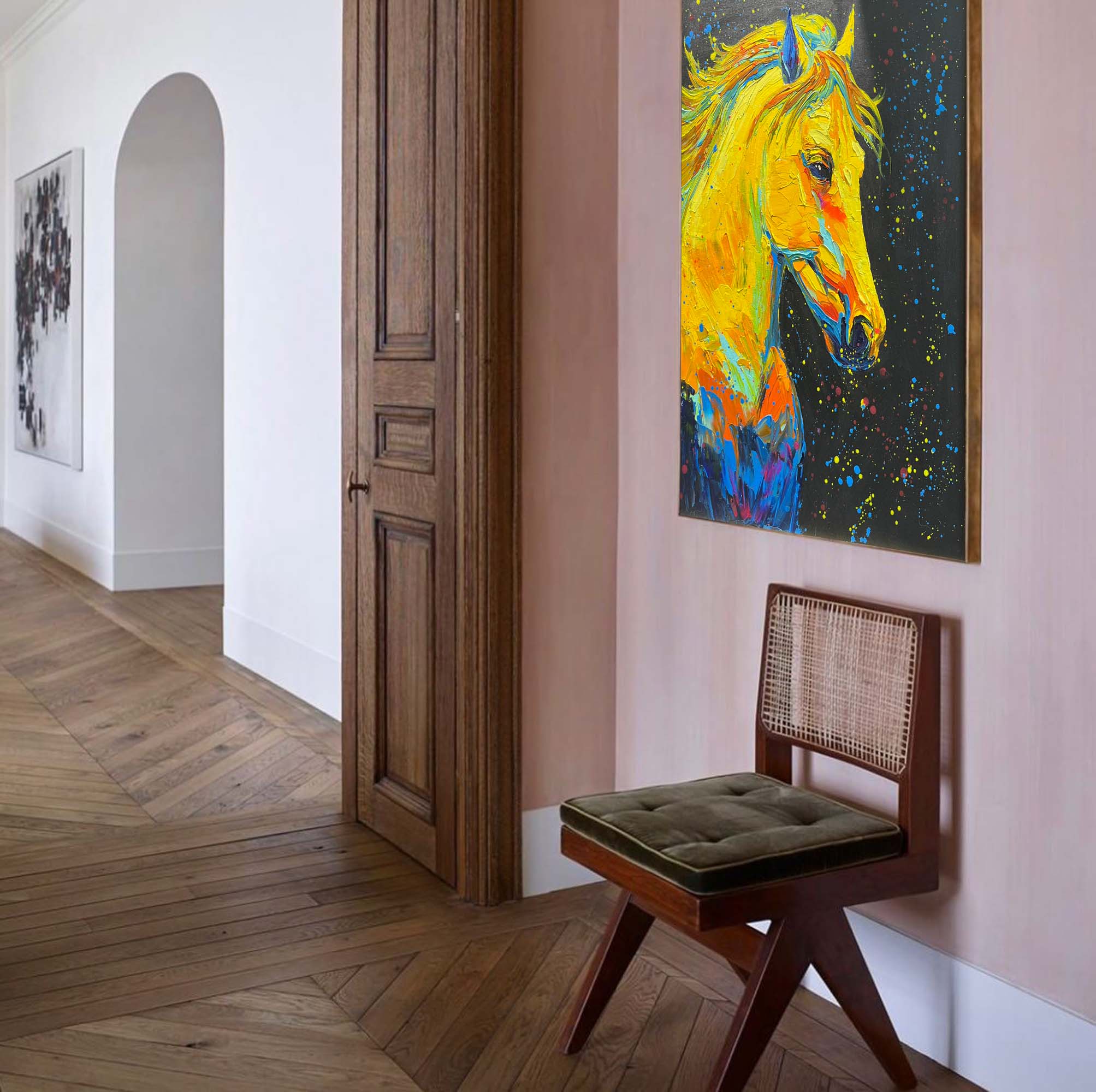 Vibrant Neon Horse in Cosmic Colors