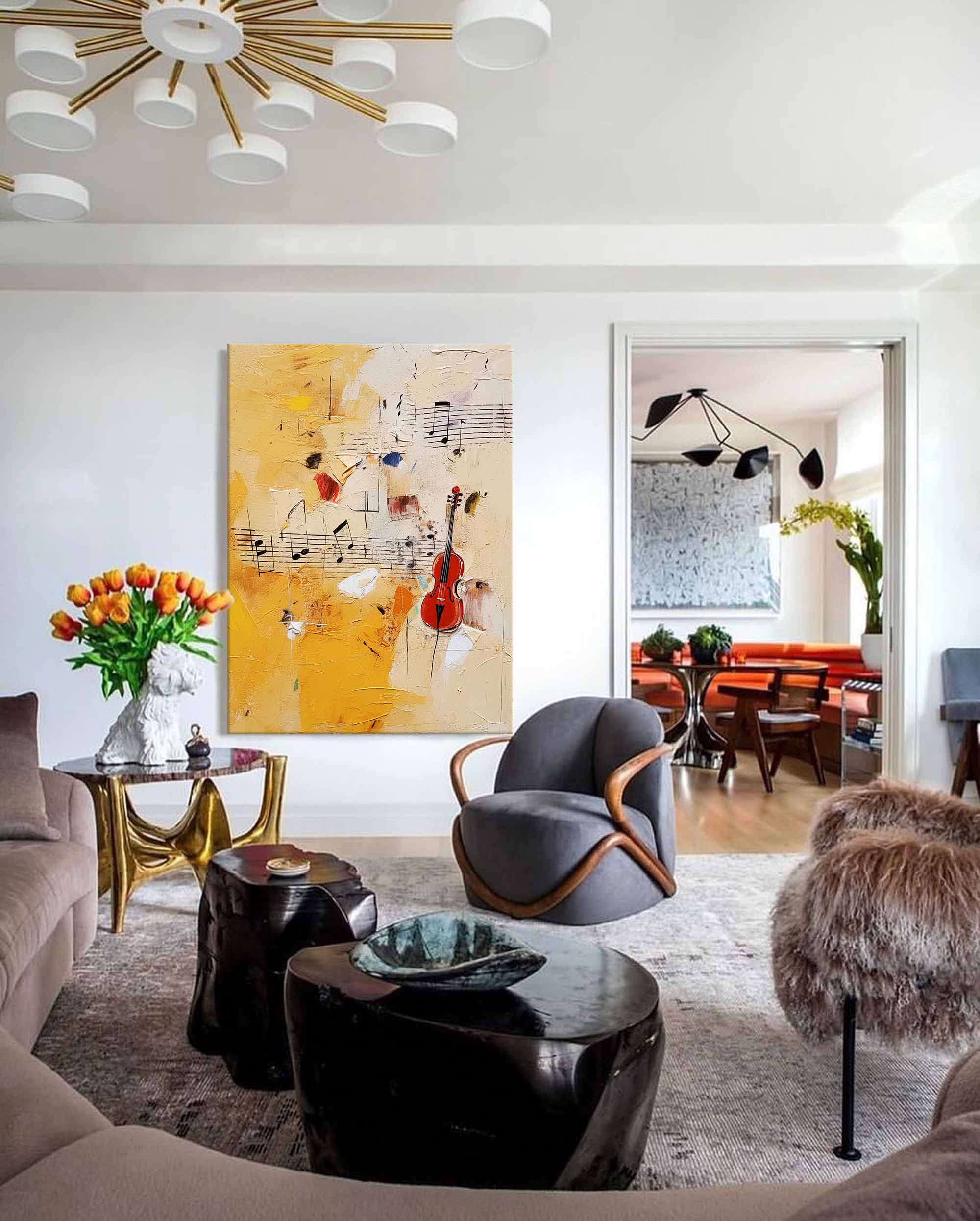 Violin Melody Abstract Canvas Art