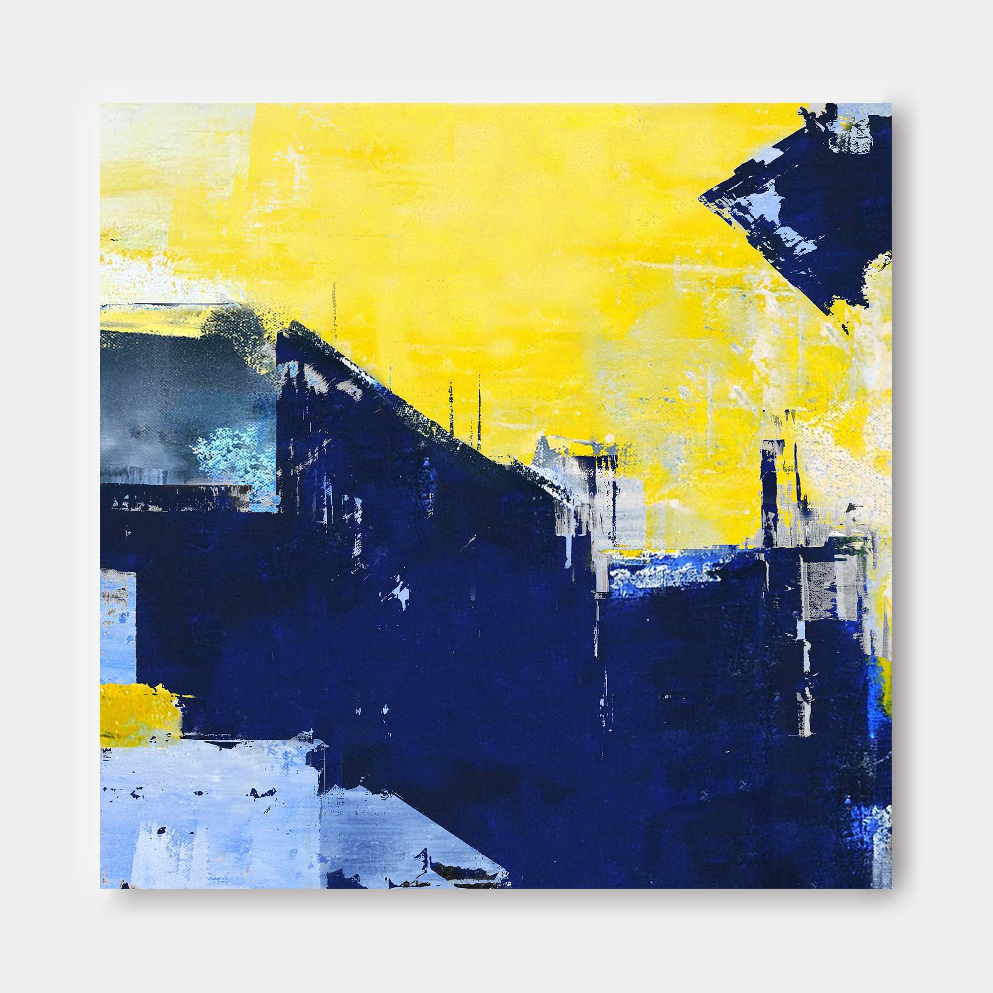 Bold Urban Skyline in Yellow Blue