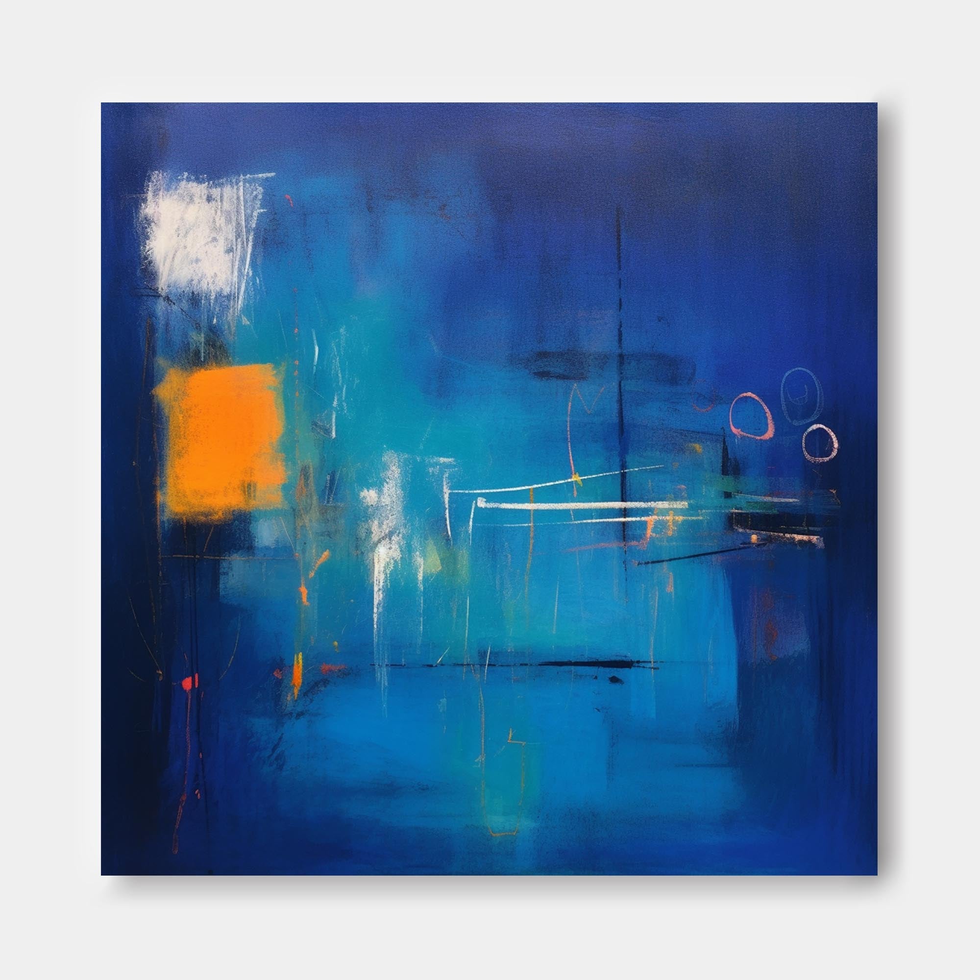 Electric Blue Abstract Horizon Art