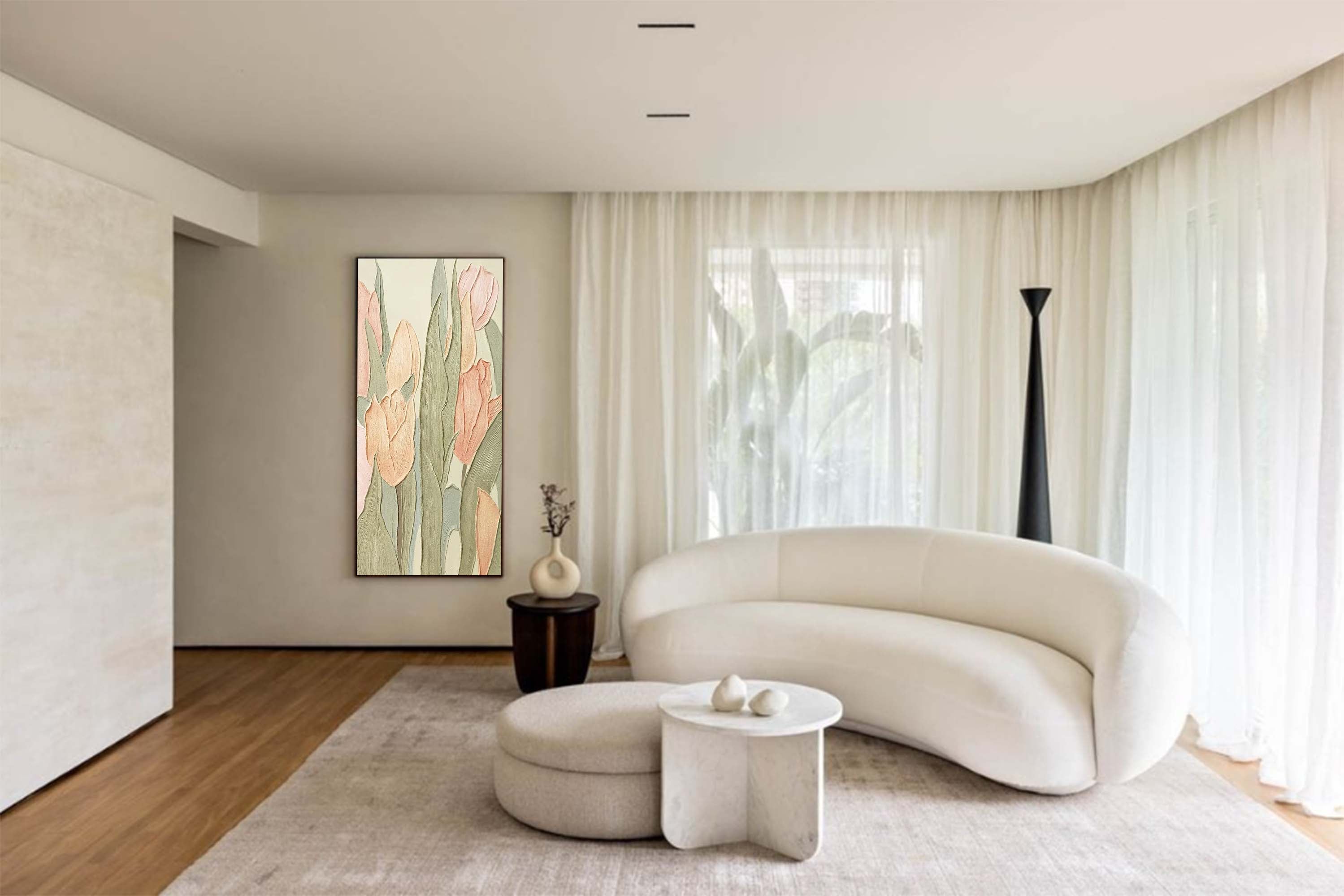 Elegant Floral Textured Canvas Art