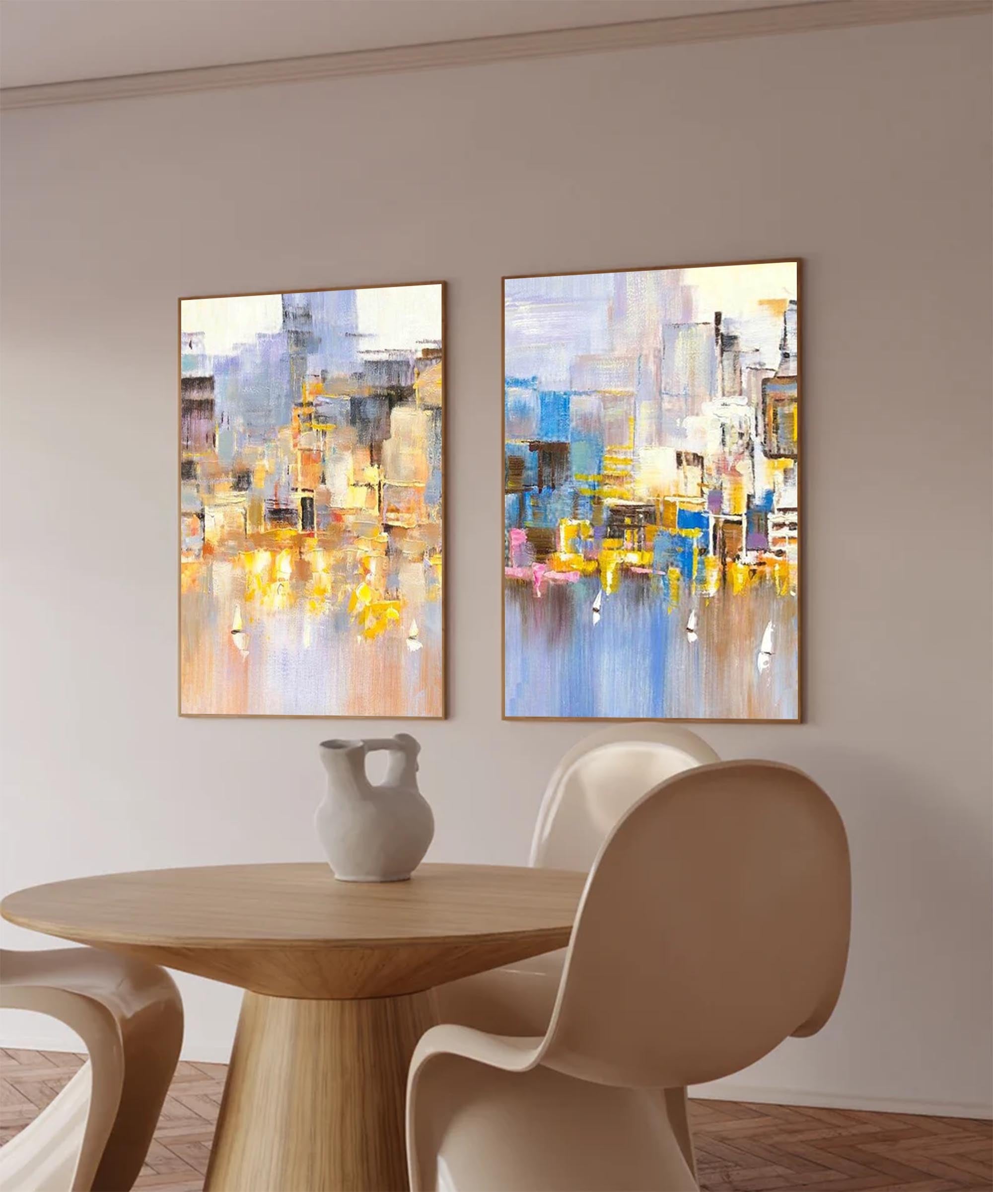 Cityscape Duo Abstract Oil Art