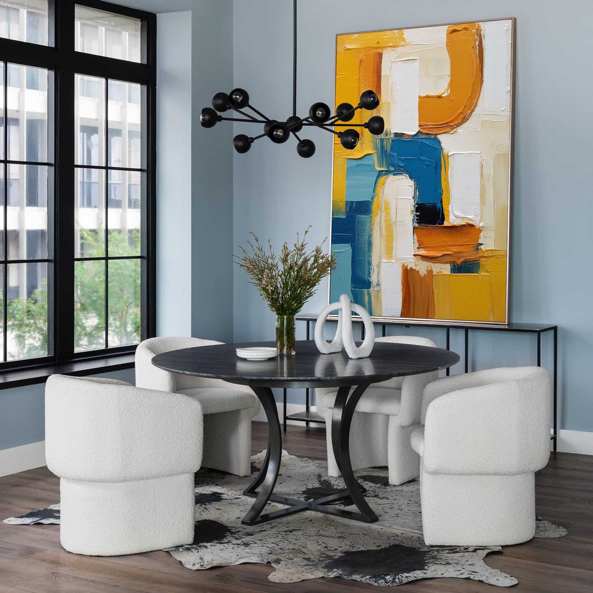 Curved Paths in Blue and Amber