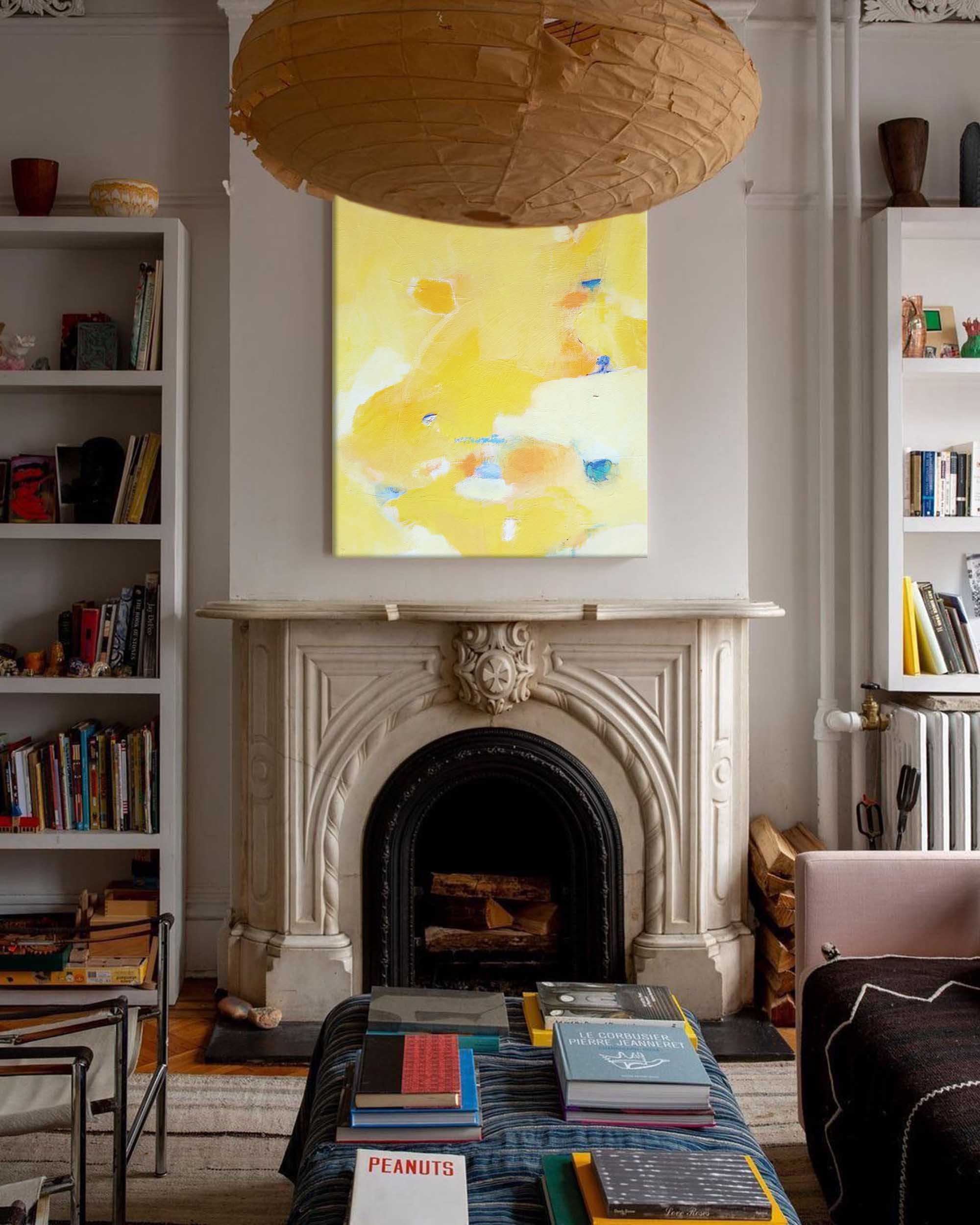 Soft Yellow Abstract Pastel Canvas Art