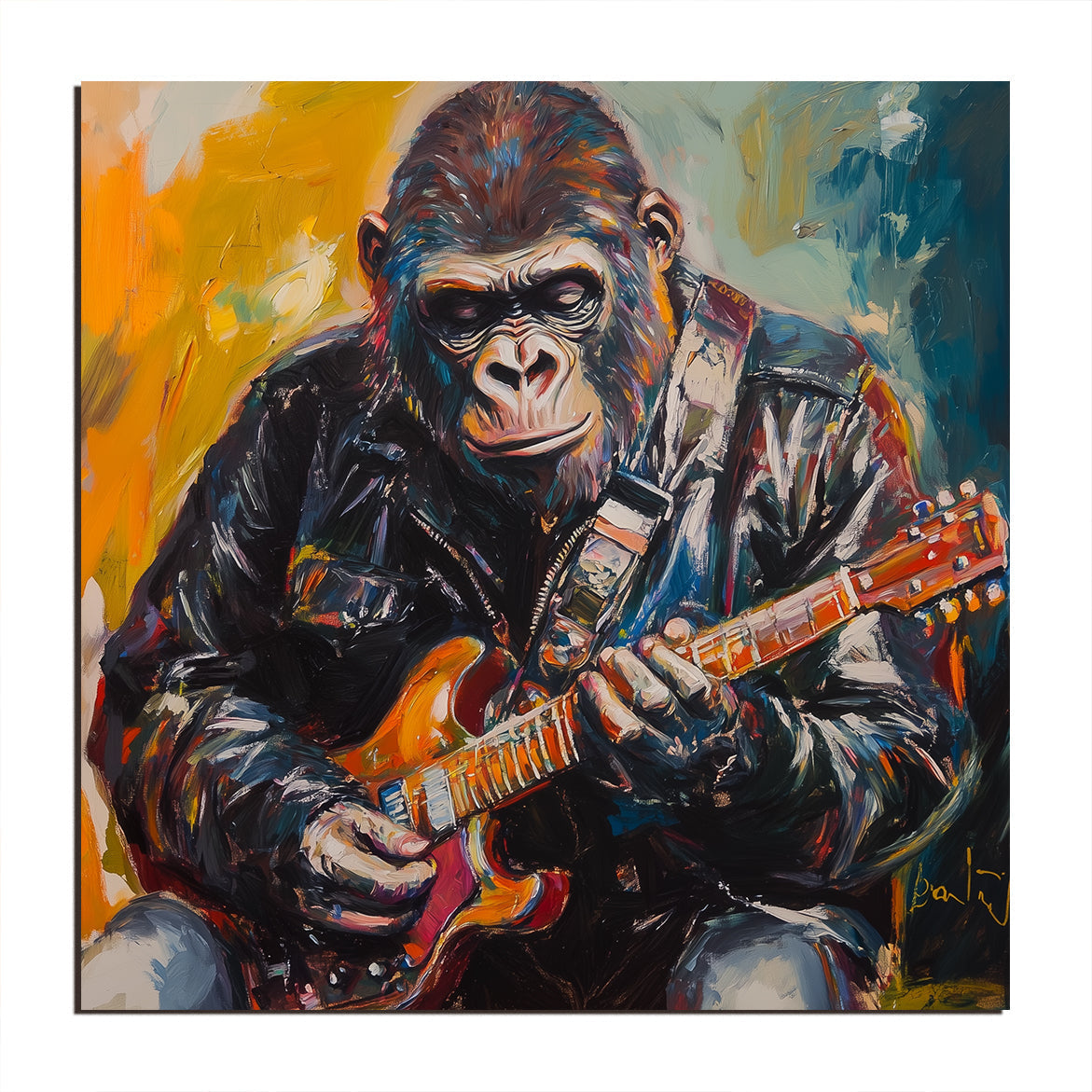 Rhythm Beast - Gorilla Playing Guitar Painting for Modern Creative Interiors