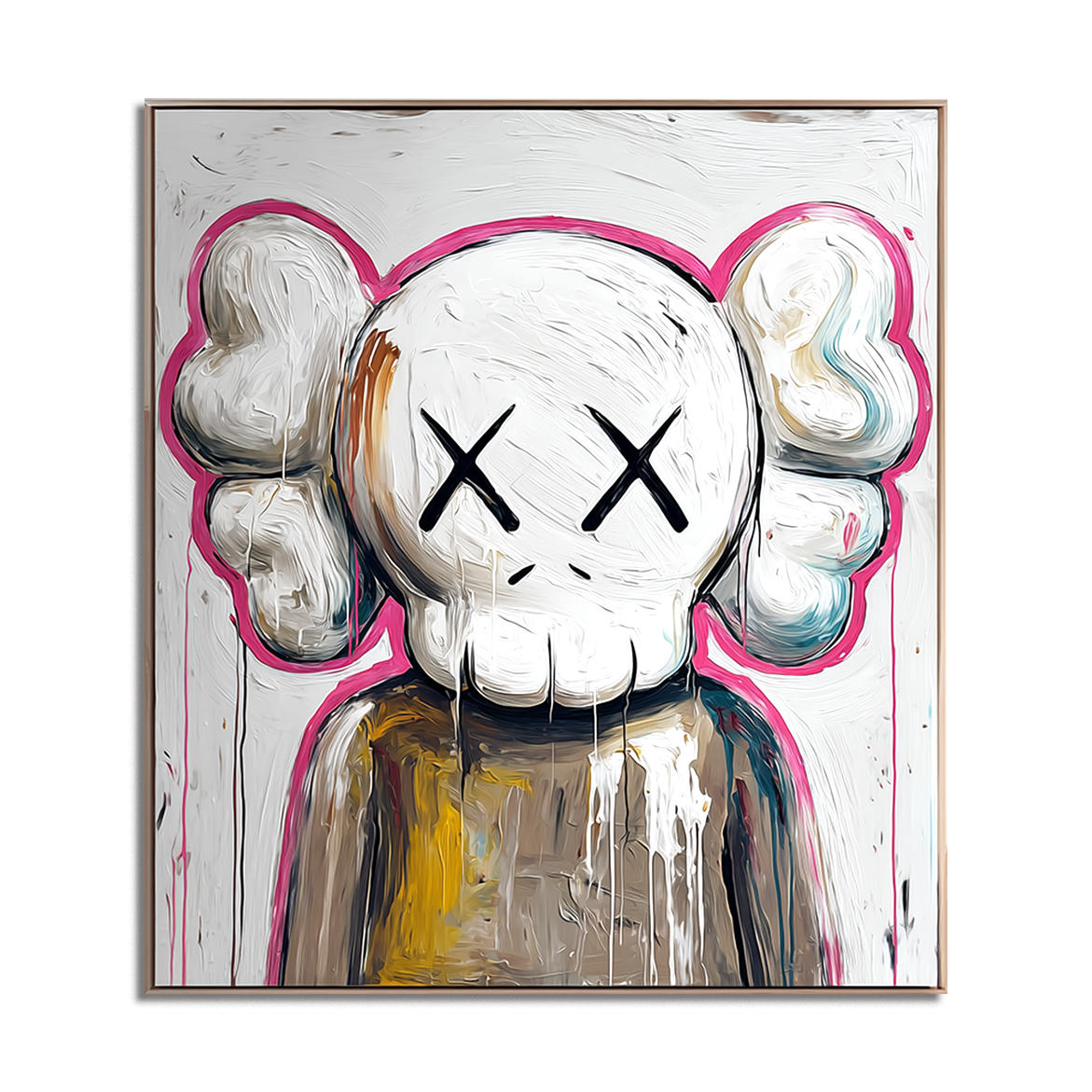 KAWS-Inspired Original Hand-Painted Oil Painting | Urban Street Pop Art Wall Decor