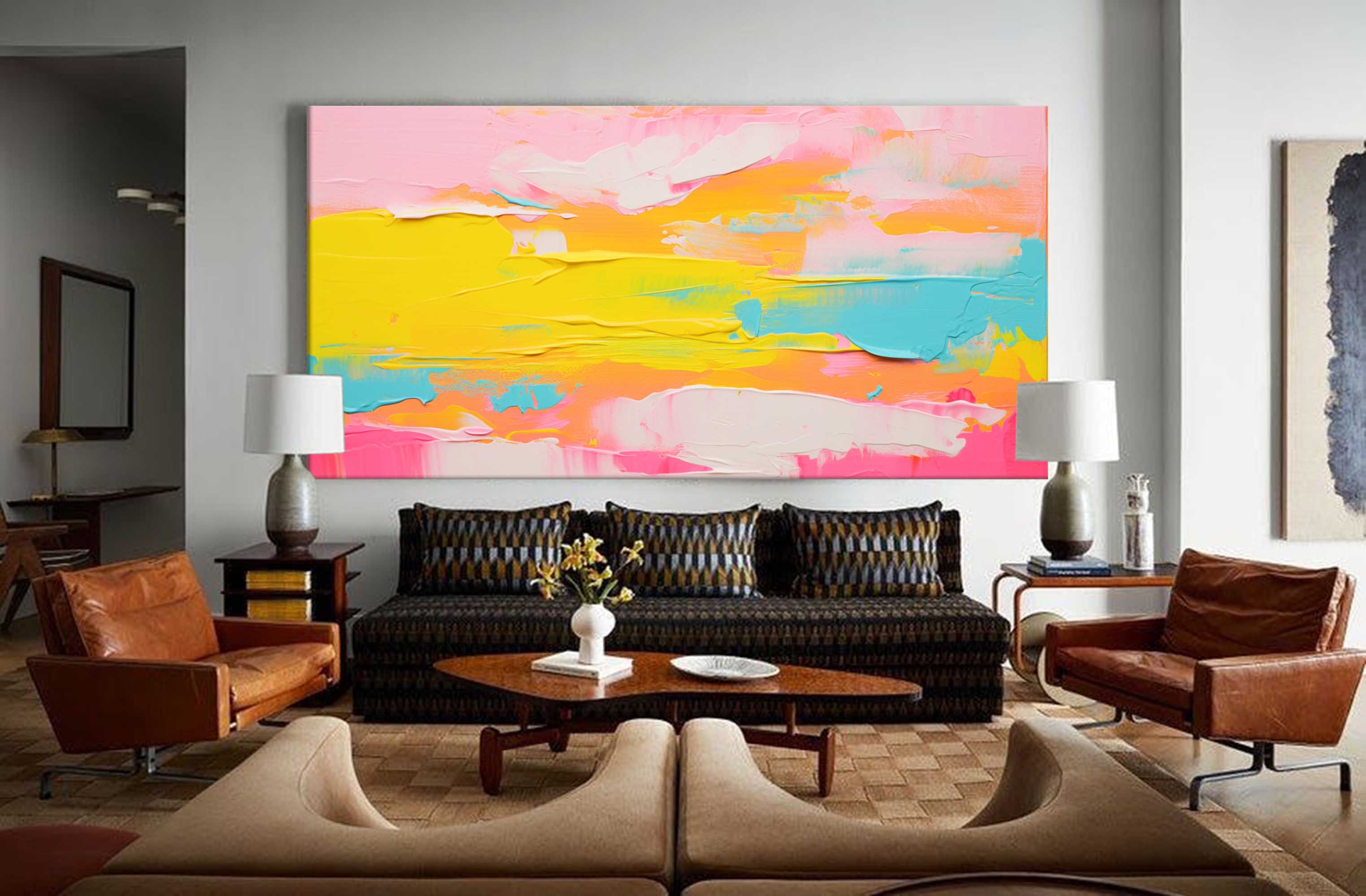 Golden Horizon Abstract Canvas