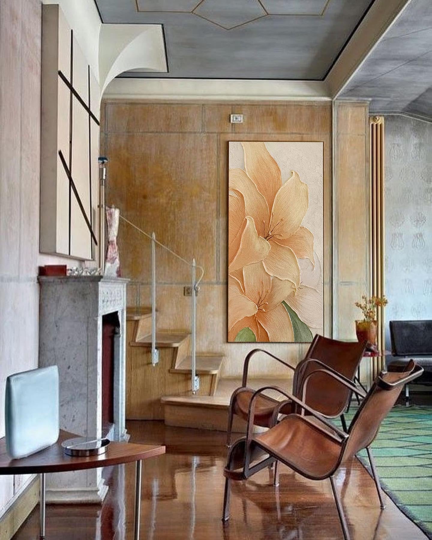 Textured Lily Floral Canvas Art