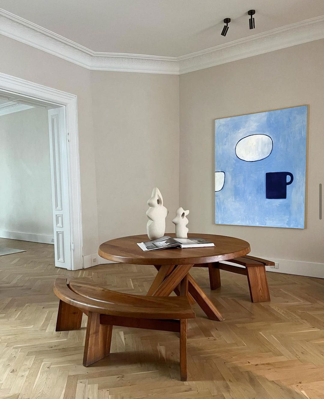 Minimalist Blue Abstract Still Life Oil Painting