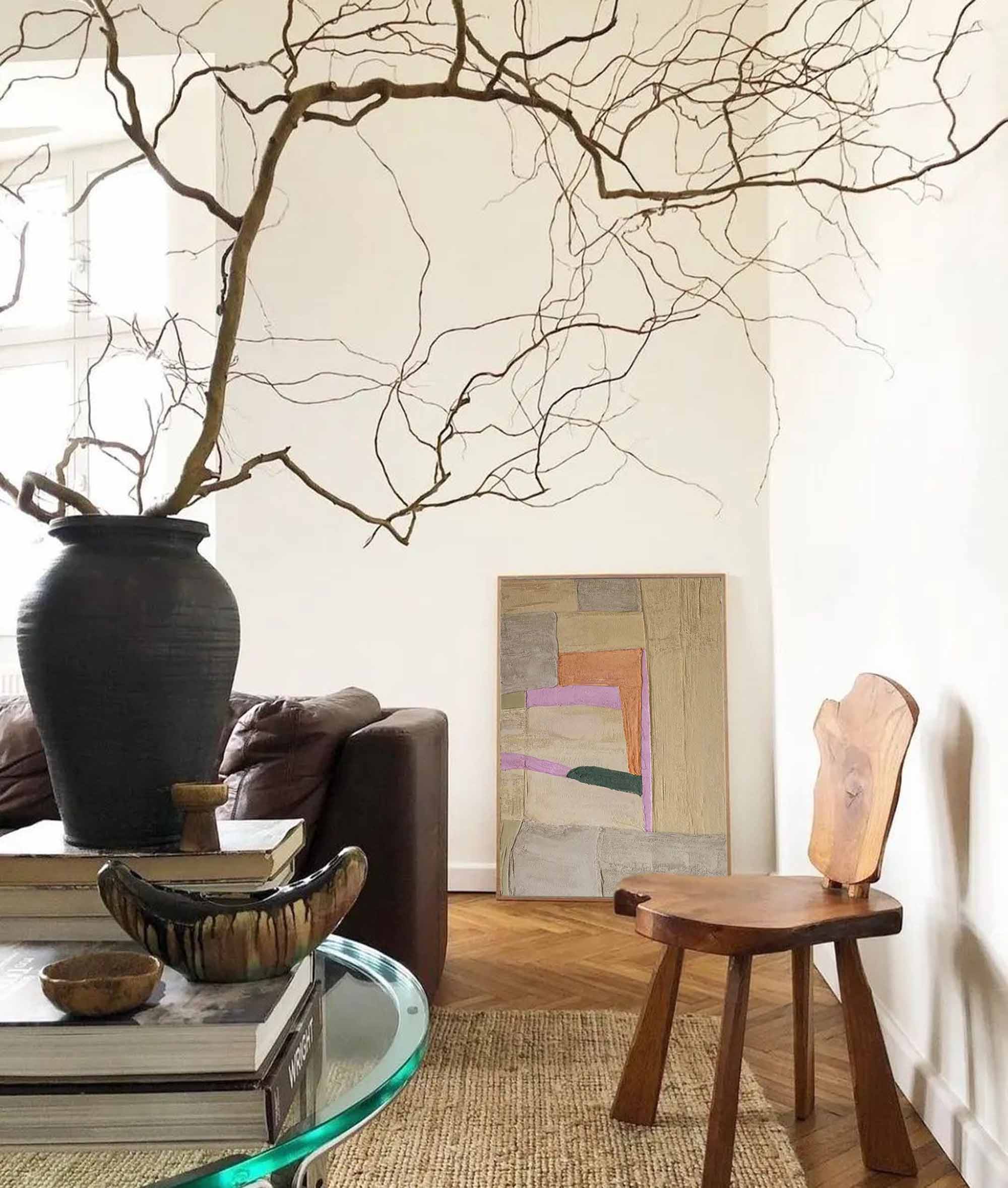 Muted Geometric Abstract Canvas Art