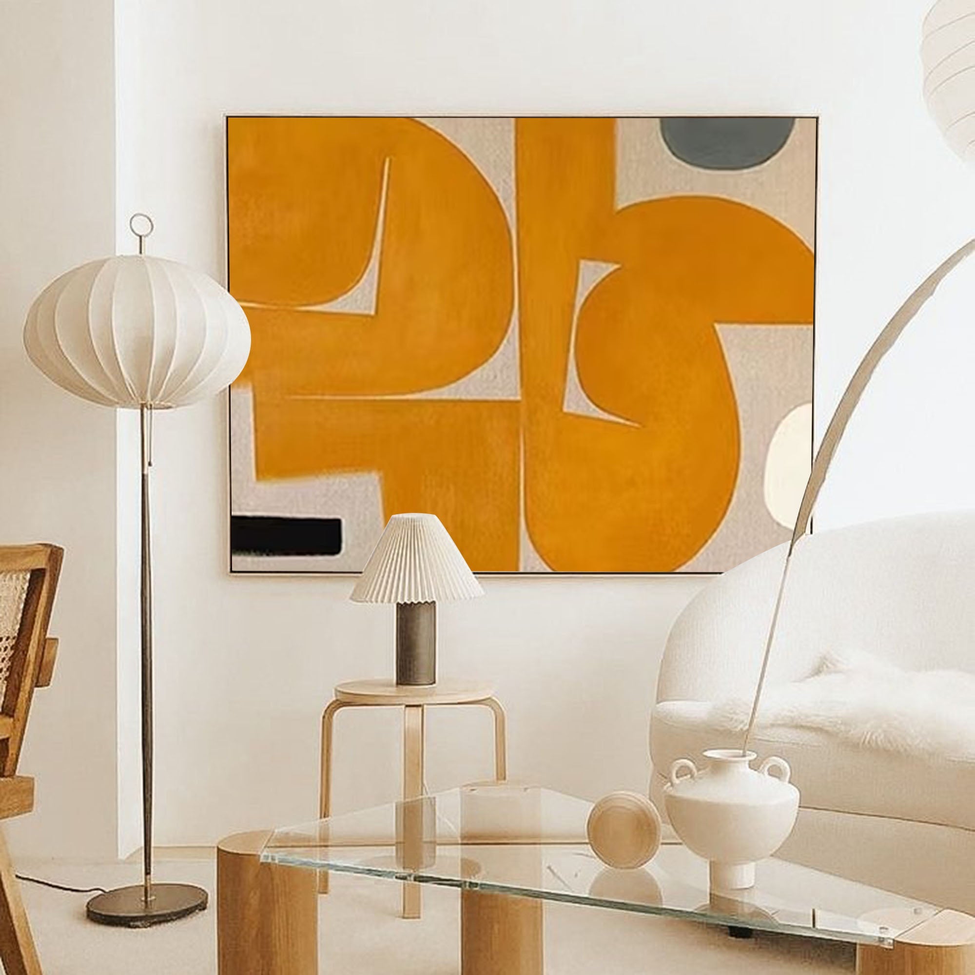 Golden Curves: Mid-Century Abstract Harmony