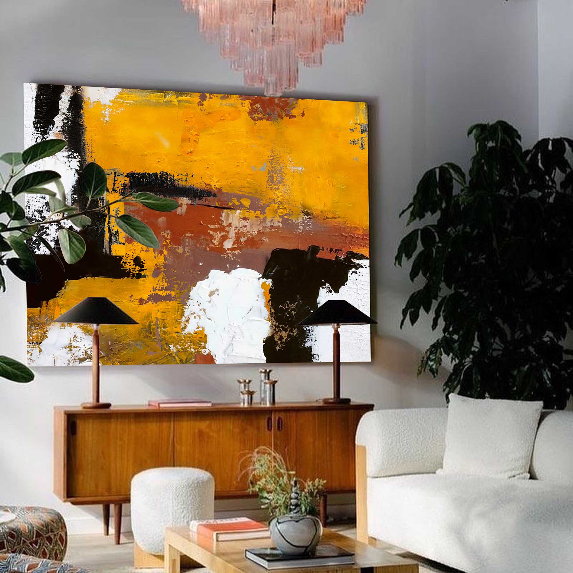 Golden Hues Abstract Wall Art